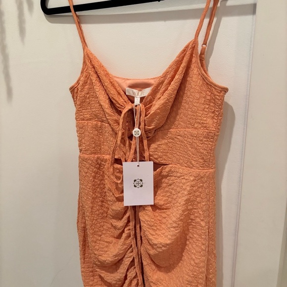 Wayf Iris Ruffle Hem Dress Women's Size Small NWT Tangerine Revolve - Picture 3 of 15